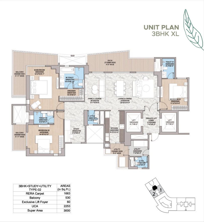 HCBS Twin Horizon 3 BHK XL Layout