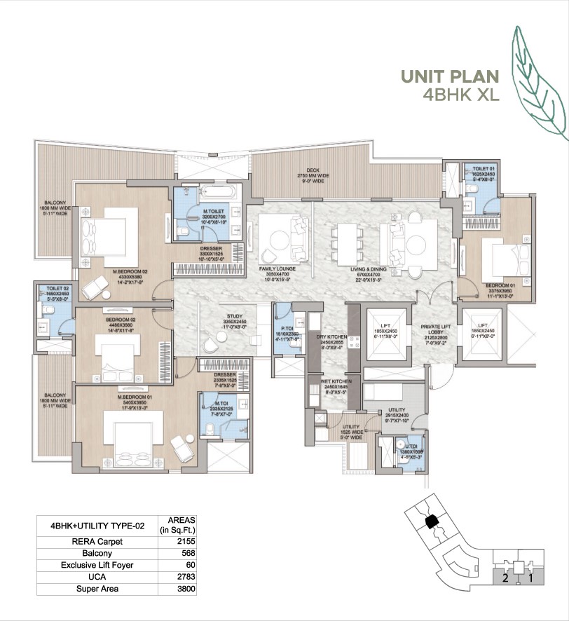 HCBS Twin Horizon 4 BHK XL Layout